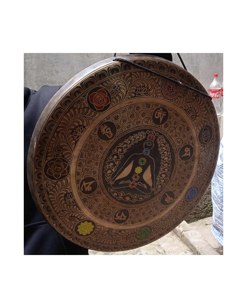 Gong gravé 7 chakras 50 cm