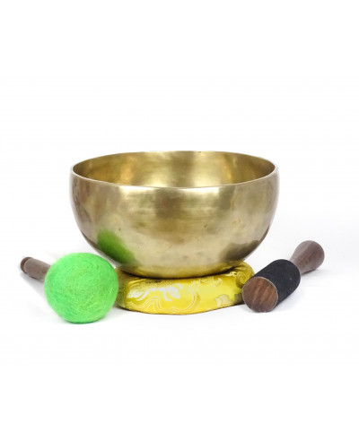 Bol chantant tibétain naturel 19 cm 7 métaux chakra Gorge