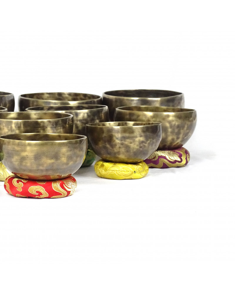 Lot De 7 Bols Chantants Tibétains - Méditation Chakra - Bronze - Népal - Neuf