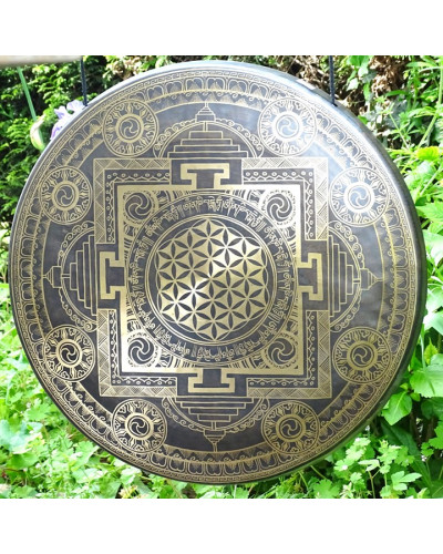 Gong en bronze 50cm fleure de vie