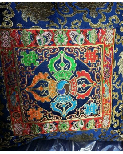 Housse de coussin bleue tibétain